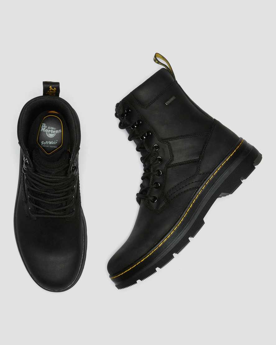 Black Republic Men's Dr Martens Iowa Waterproof Poly Utility Boots | 547639-QZO