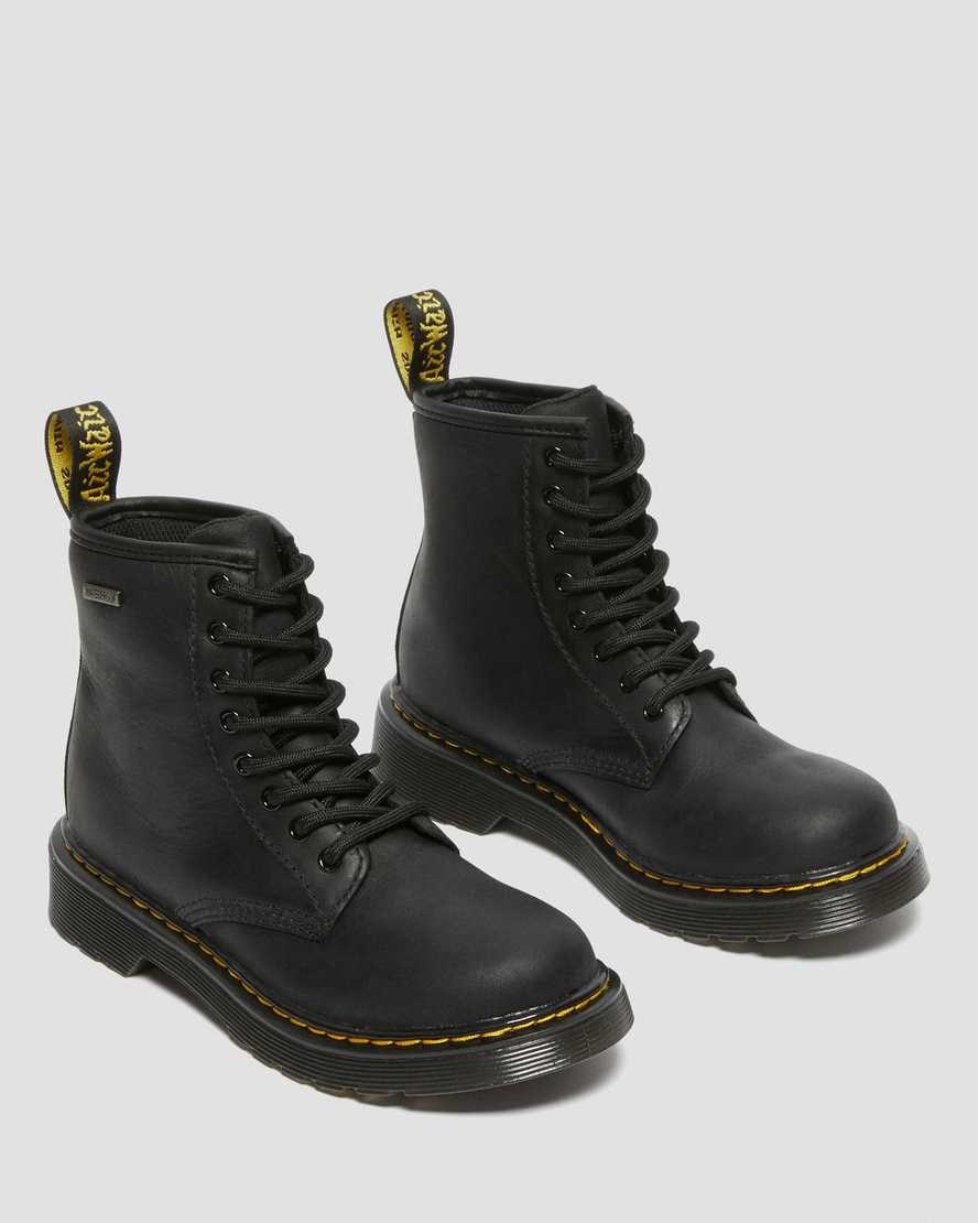 Black Republic Wp Kids' Dr Martens Junior 1460 Waterproof Leather Booties | 759423-TQA