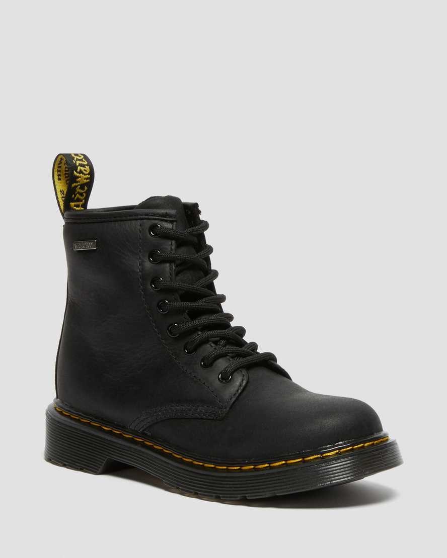 Black Republic Wp Kids' Dr Martens Junior 1460 Waterproof Leather Booties | 759423-TQA