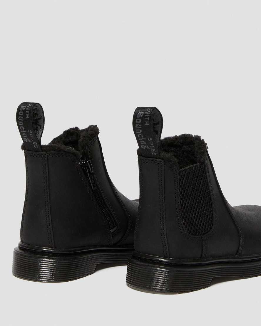 Black Republic Wp Kids' Dr Martens Toddler 2976 Faux Fur Lined Chelsea Boots | 603257-IRO