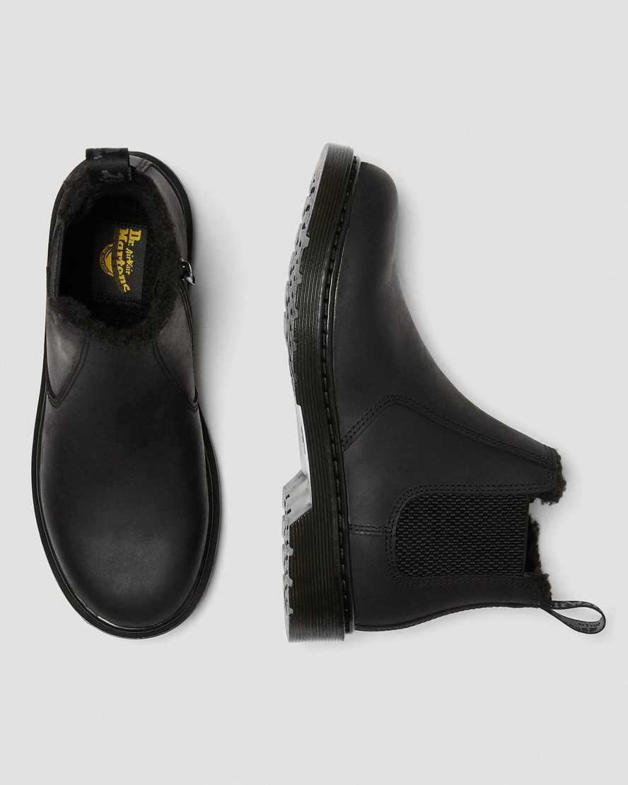 Black Republic Wp Kids' Dr Martens Youth 2976 Faux Fur Lined Chelsea Boots | 513690-SUL