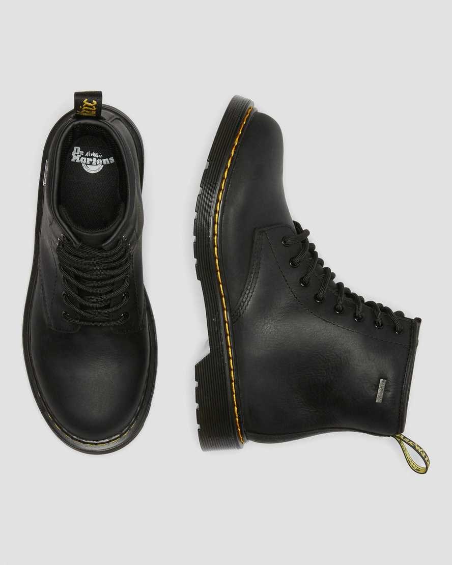 Black Republic Wp Kids' Dr Martens Youth 1460 Waterproof Leather Booties | 802179-UDL