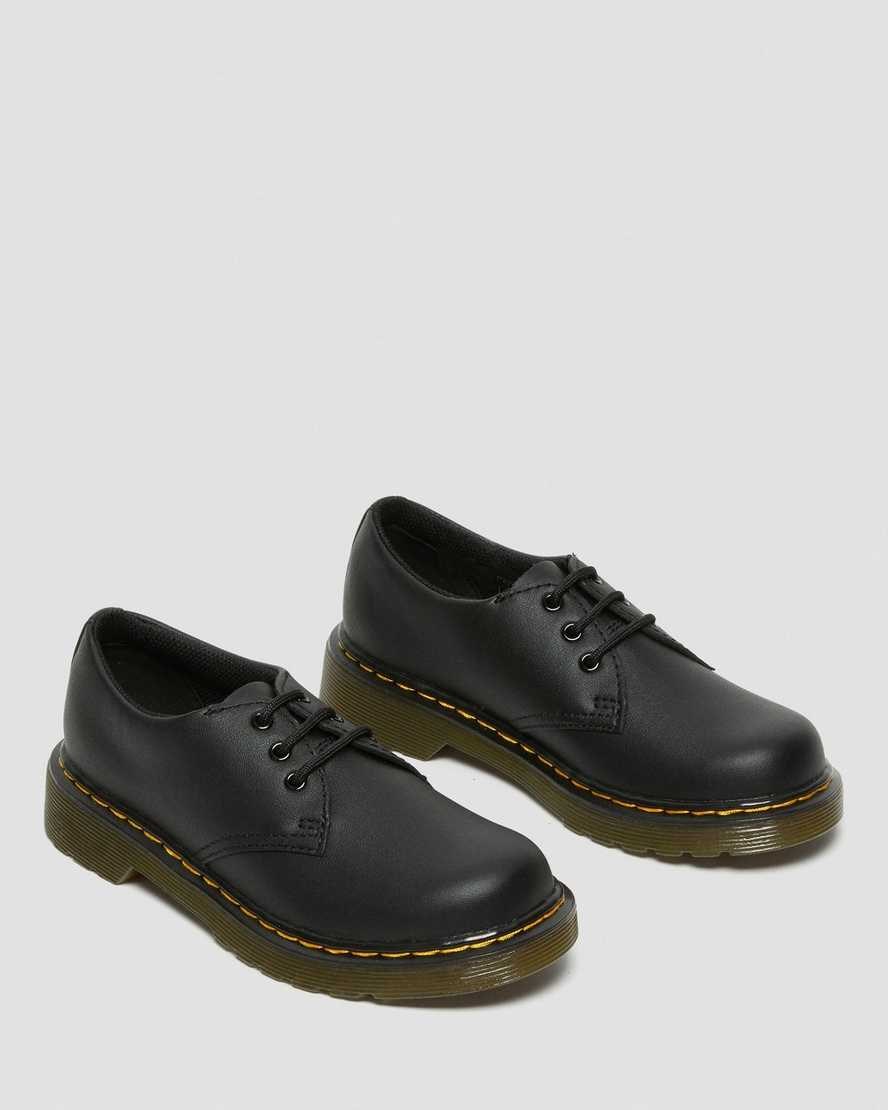 Black Romario Kids' Dr Martens Junior 1461 Softy T Leather Oxford Shoes | 372154-NAT