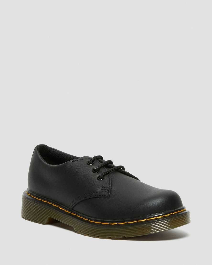 Black Romario Kids\' Dr Martens Junior 1461 Softy T Leather Oxford Shoes | 372154-NAT