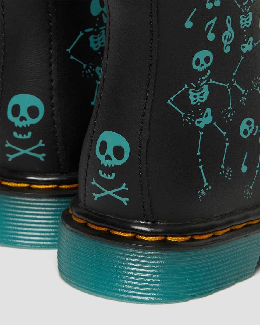 Black Skelly Print Hydro Kids' Dr Martens Toddler 1460 Skelly Print Leather Lace Up Boots | 671820-NIE