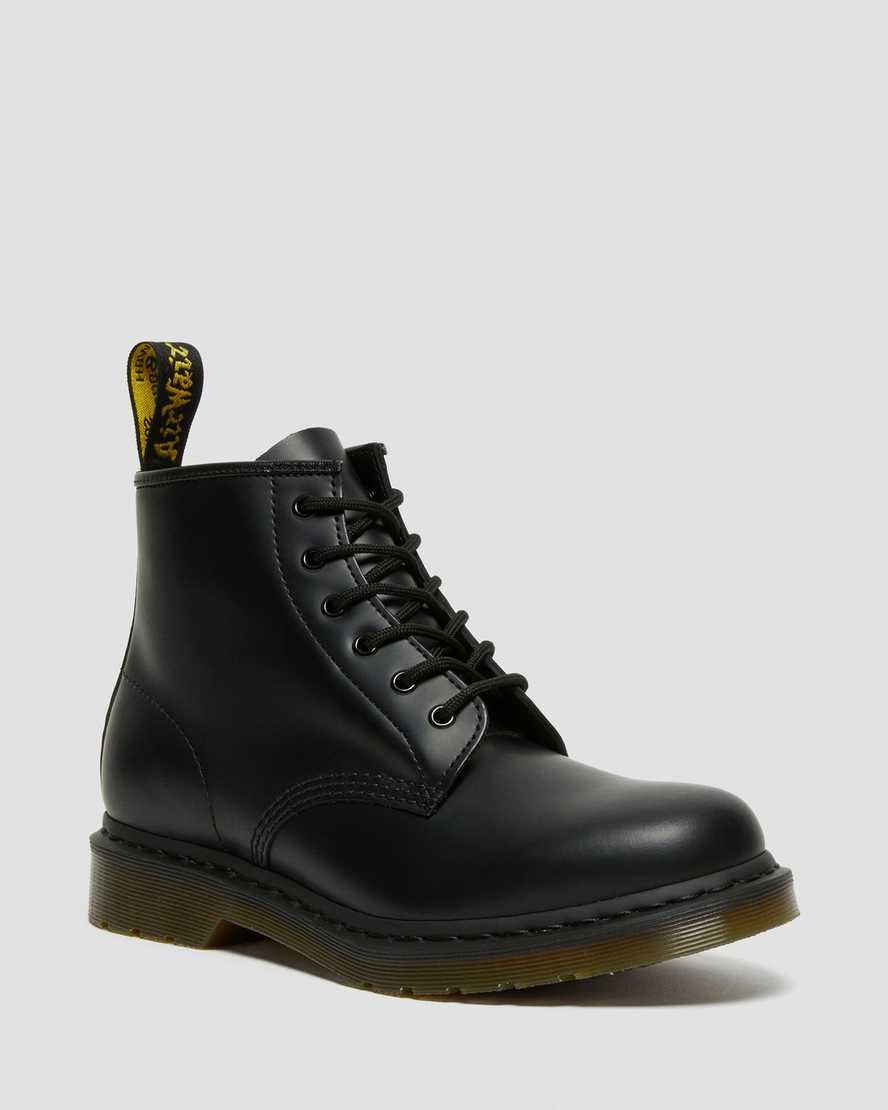 Black Smooth Leather Men's Dr Martens 101 Smooth Leather Ankle Boots | 283917-PZS