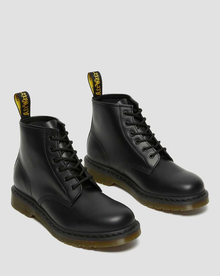 Black Smooth Leather Men's Dr Martens 101 Smooth Leather Ankle Boots | 283917-PZS