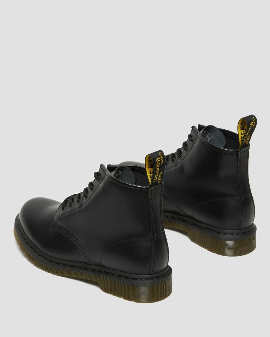 Black Smooth Leather Men's Dr Martens 101 Smooth Leather Ankle Boots | 283917-PZS