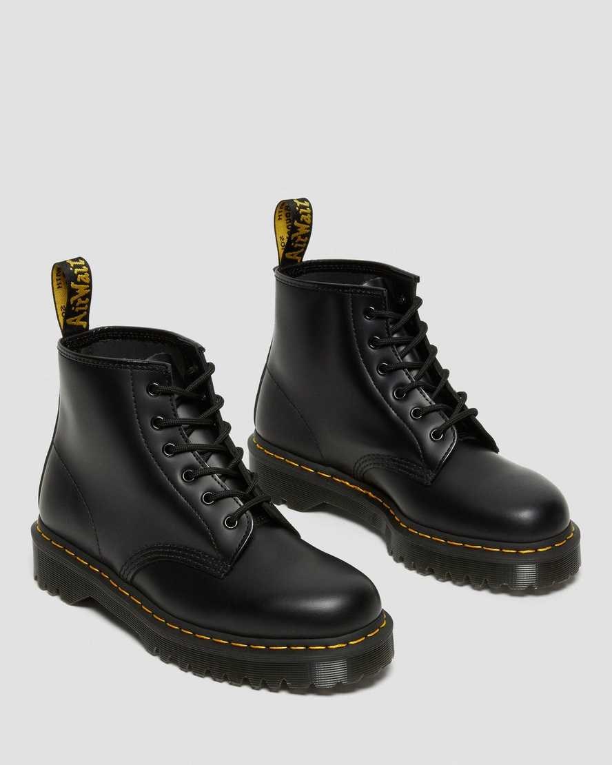 Black Smooth Leather Men's Dr Martens 101 Bex Smooth Leather Ankle Boots | 786092-OIW