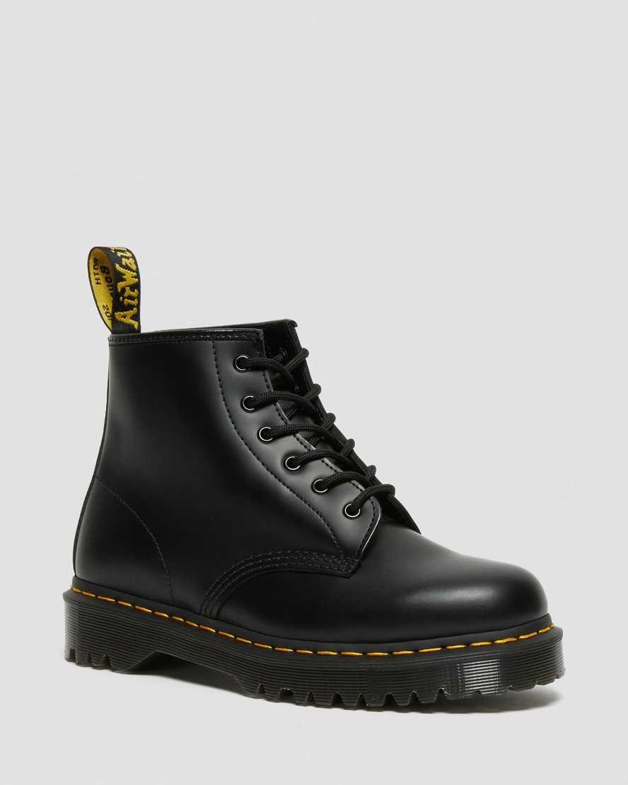 Black Smooth Leather Men's Dr Martens 101 Bex Smooth Leather Ankle Boots | 786092-OIW