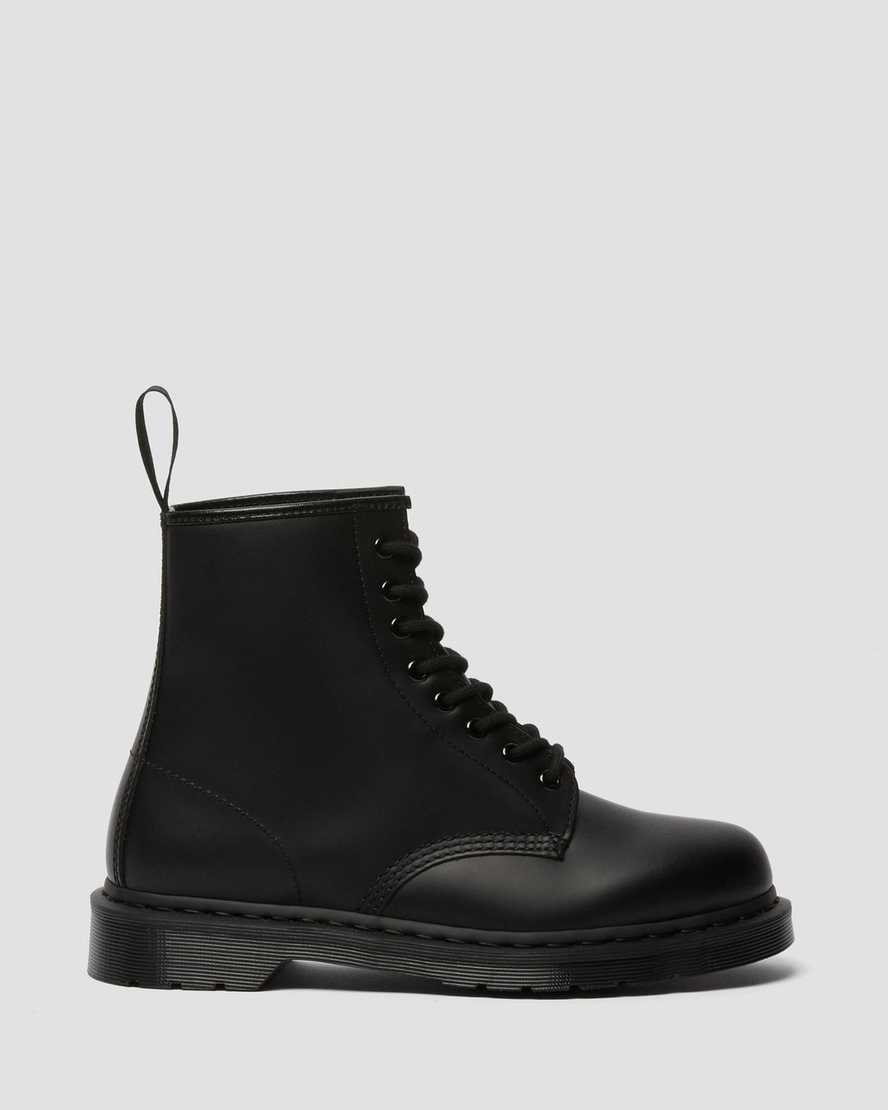 Black Smooth Leather Men's Dr Martens 1460 Mono Smooth Leather Ankle Boots | 041937-KZT