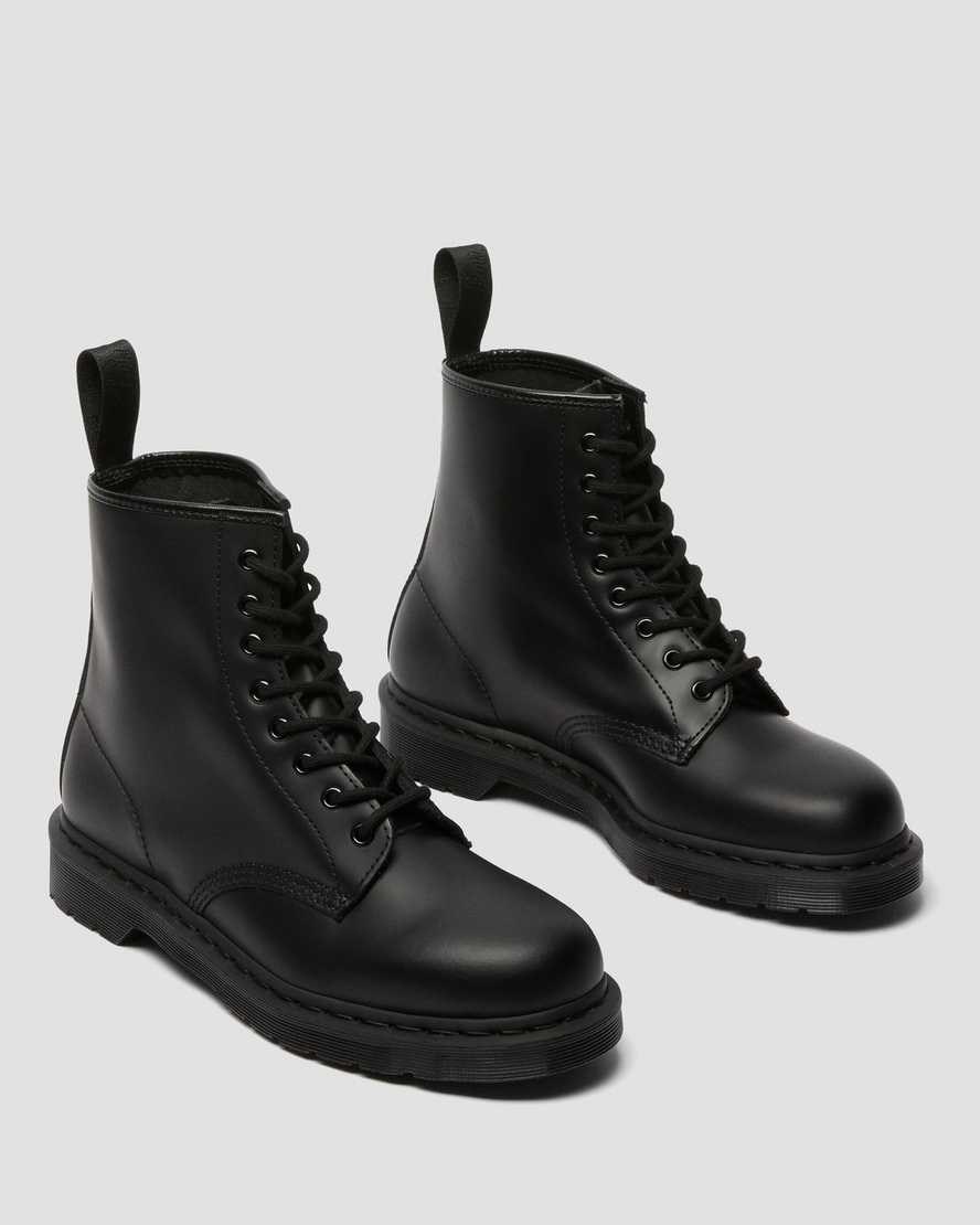 Black Smooth Leather Men's Dr Martens 1460 Mono Smooth Leather Ankle Boots | 041937-KZT