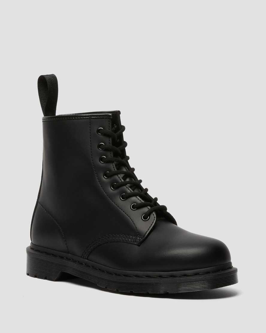 Black Smooth Leather Men\'s Dr Martens 1460 Mono Smooth Leather Ankle Boots | 041937-KZT