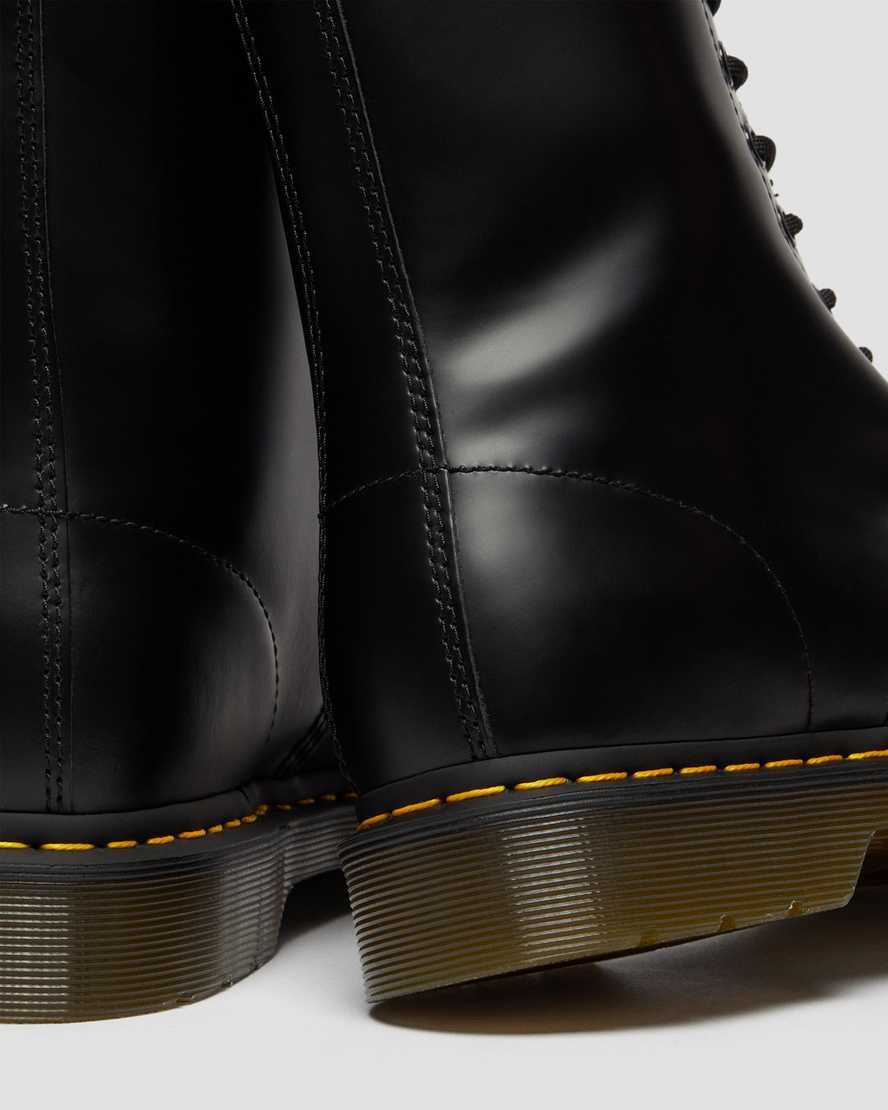 Black Smooth Leather Men's Dr Martens 1490 Smooth Leather Mid Calf Boots | 081649-ROU