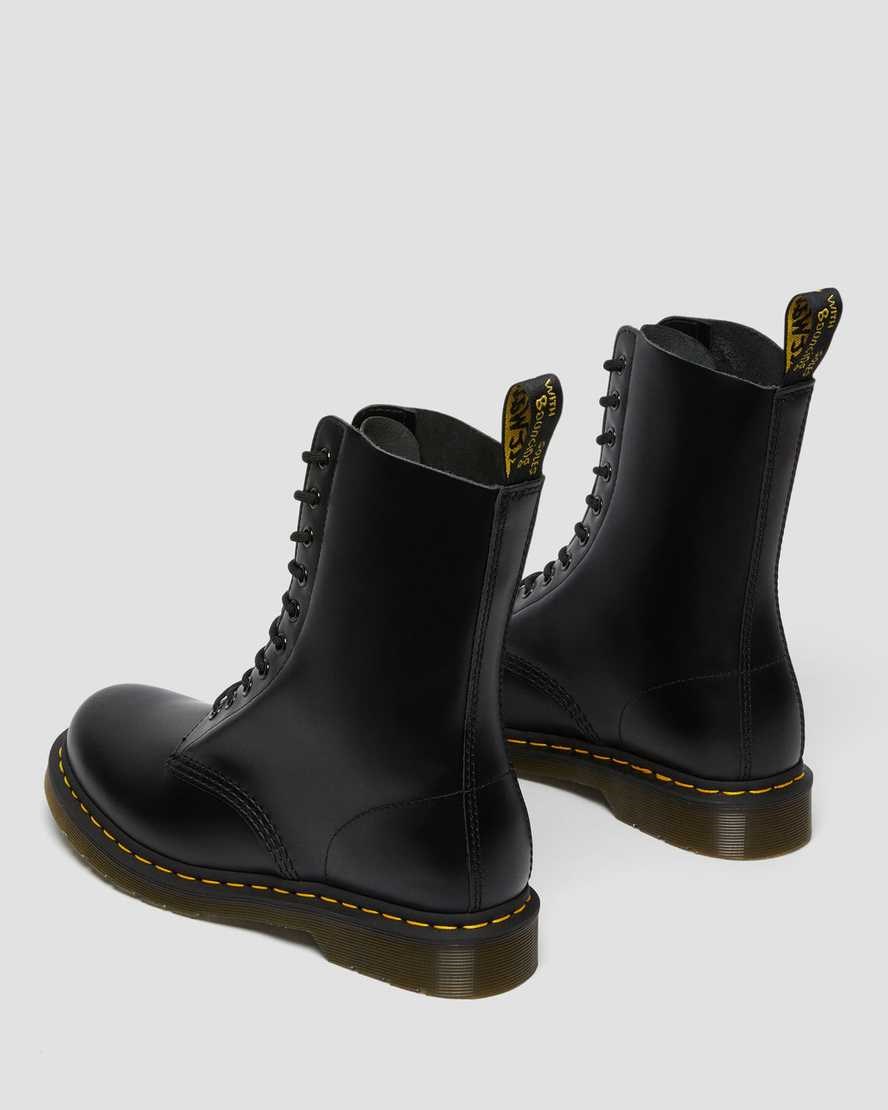 Black Smooth Leather Men's Dr Martens 1490 Smooth Leather Mid Calf Boots | 081649-ROU