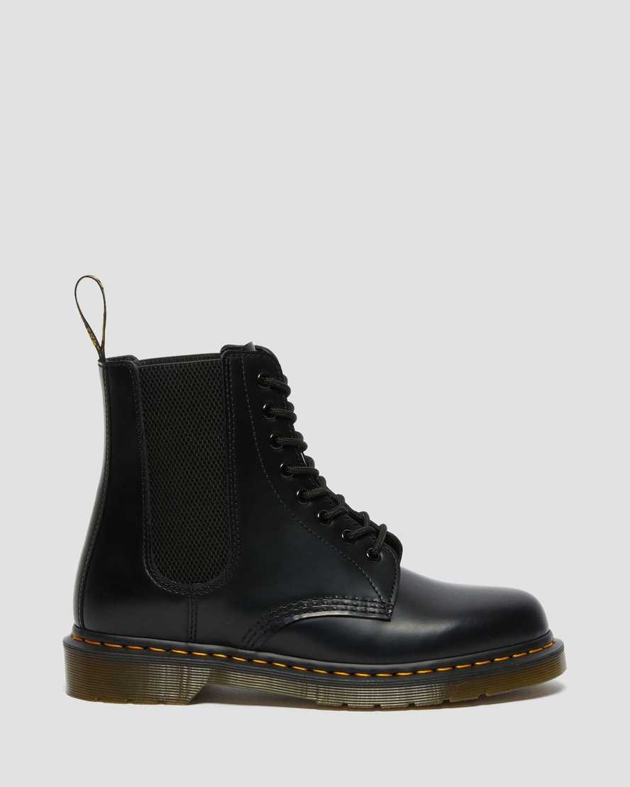 Black Smooth Leather Men's Dr Martens 1460 Harper Smooth Leather Lace Up Boots | 105489-HLF