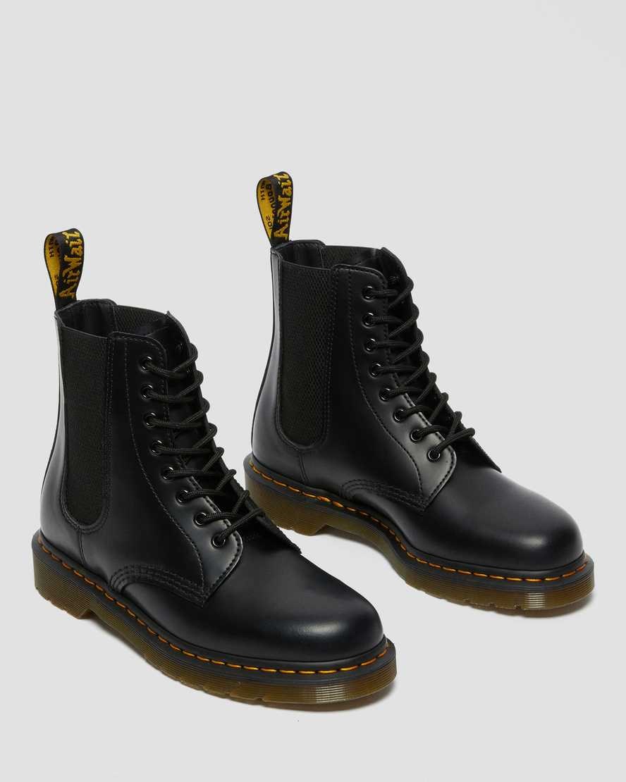 Black Smooth Leather Men's Dr Martens 1460 Harper Smooth Leather Lace Up Boots | 105489-HLF