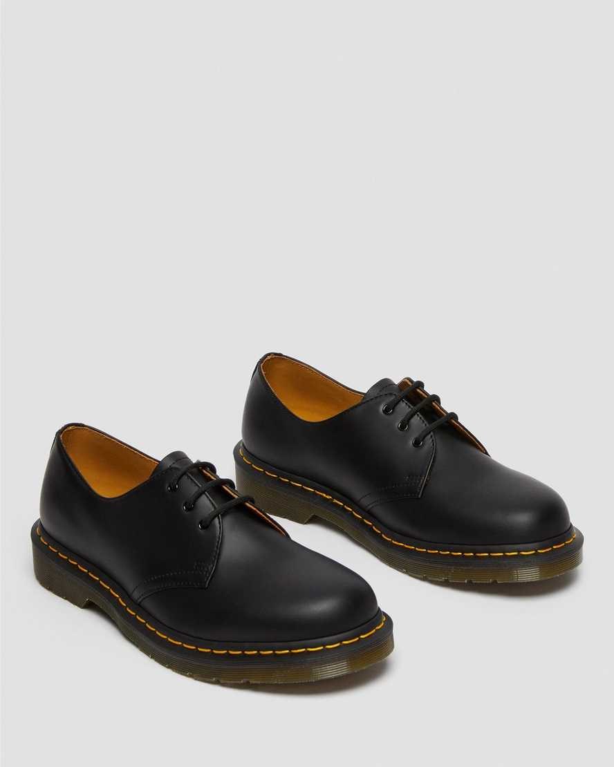 Black Smooth Leather Men's Dr Martens 1461 Smooth Leather Oxford Shoes | 178395-WBQ