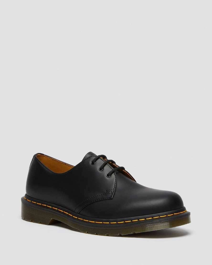 Black Smooth Leather Men\'s Dr Martens 1461 Smooth Leather Oxford Shoes | 178395-WBQ