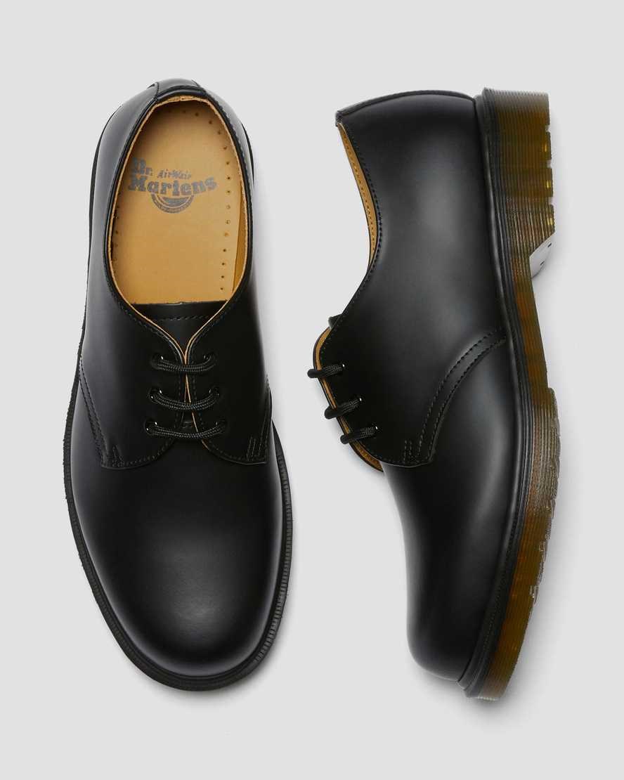 Black Smooth Leather Men's Dr Martens 1461 Plain Welt Smooth Leather Oxford Shoes | 432891-EGU