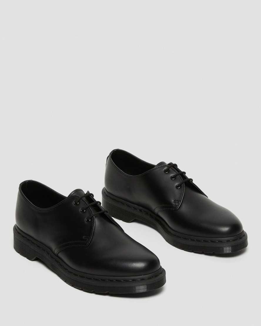 Black Smooth Leather Men's Dr Martens 1461 Mono Smooth Leather Oxford Shoes | 731529-ZSA