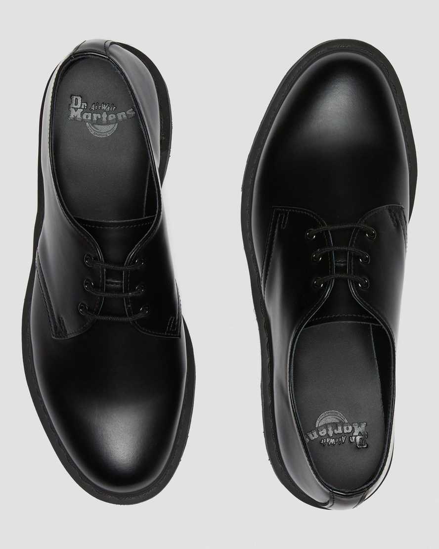 Black Smooth Leather Men's Dr Martens 1461 Mono Smooth Leather Oxford Shoes | 731529-ZSA