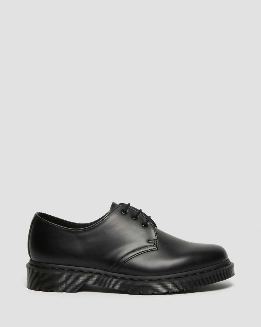 Black Smooth Leather Men's Dr Martens 1461 Mono Smooth Leather Oxford Shoes | 731529-ZSA