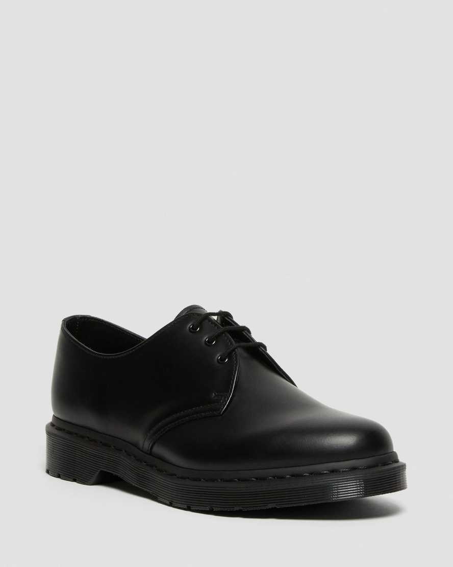 Black Smooth Leather Men\'s Dr Martens 1461 Mono Smooth Leather Oxford Shoes | 731529-ZSA