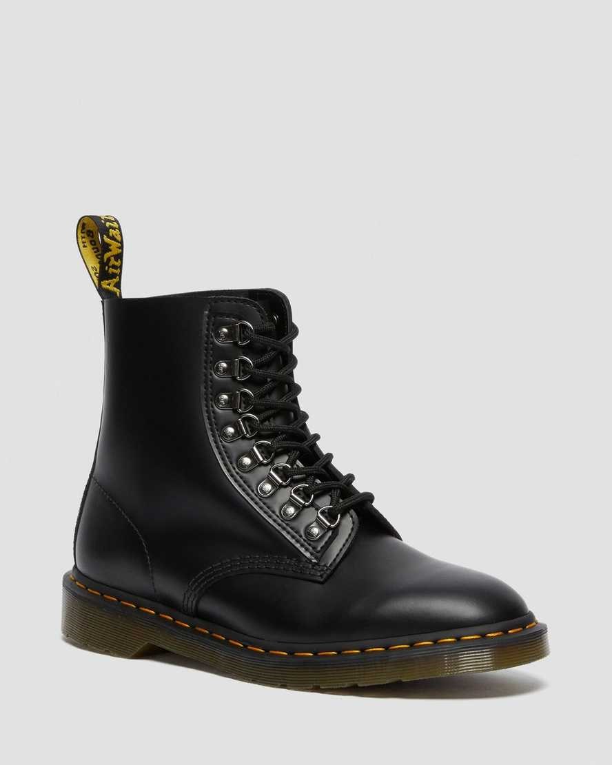 Black Smooth Leather Men's Dr Martens 1460 Pascal Verso Smooth Leather Ankle Boots | 960178-IWX