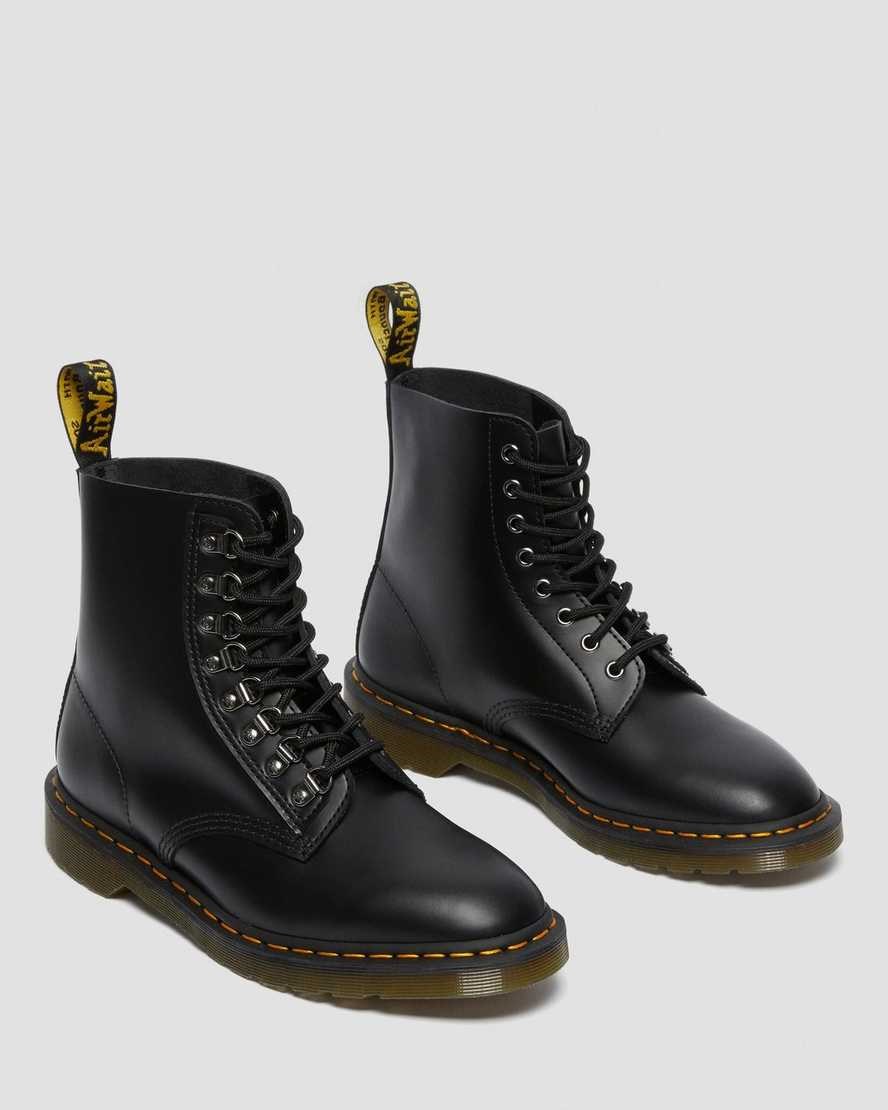 Black Smooth Leather Men's Dr Martens 1460 Pascal Verso Smooth Leather Ankle Boots | 960178-IWX