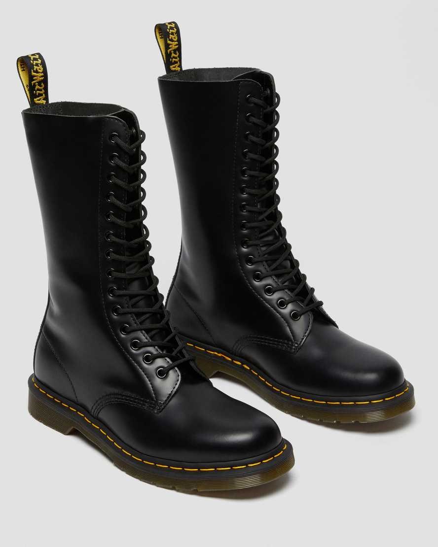 Black Smooth Leather Men's Dr Martens 1914 Smooth Leather Lace Up Boots | 328965-SDK