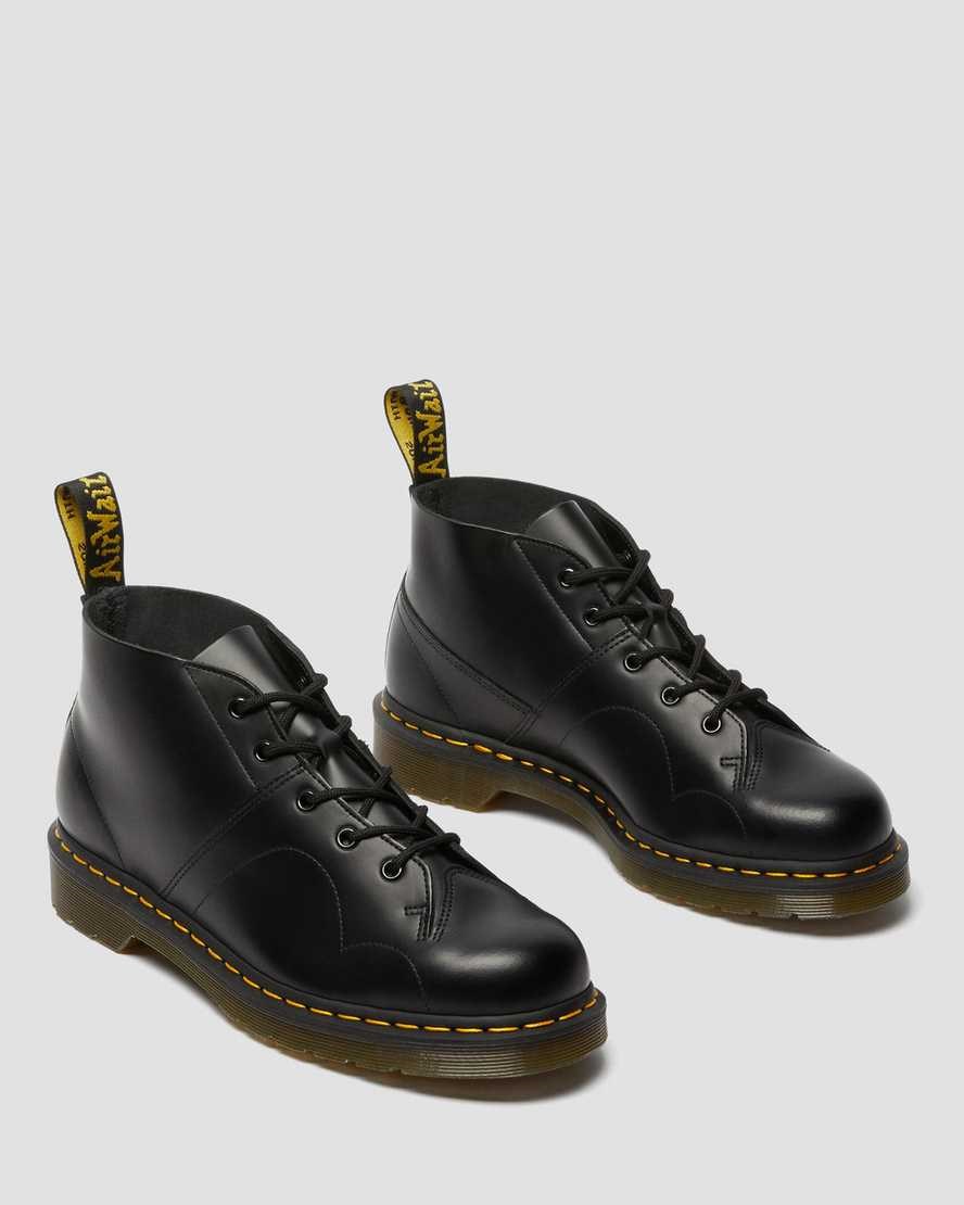 Black Smooth Leather Men's Dr Martens Church Smooth Leather Monkey Ankle Boots | 495376-UDO