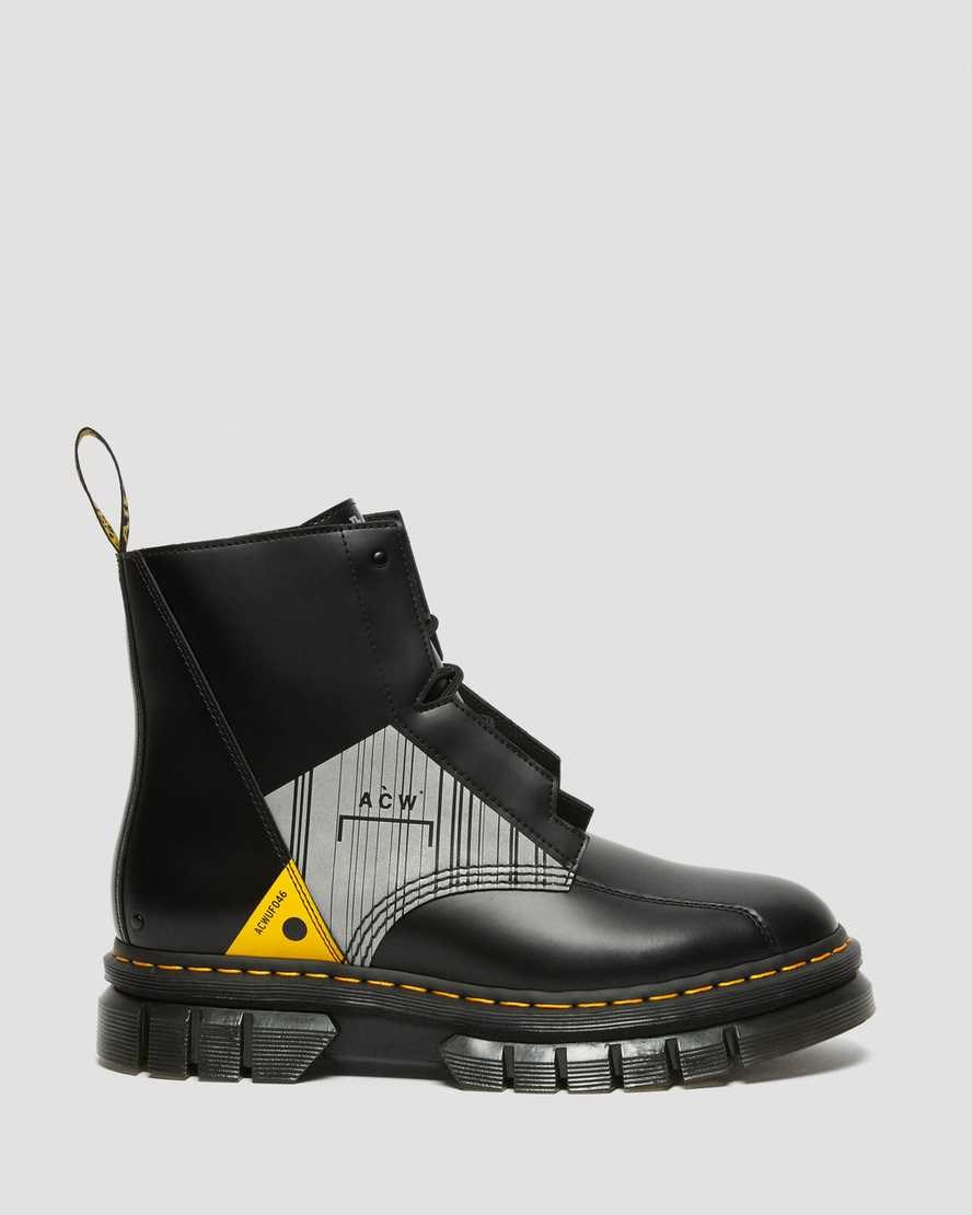 Black Smooth Leather Men's Dr Martens Rikard A-Cold-Wall Leather Ankle Boots | 961325-LSB