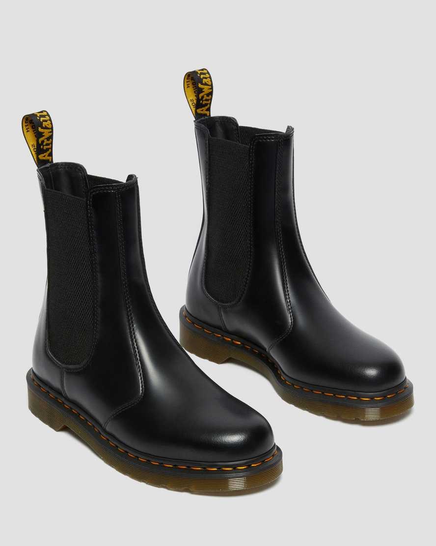 Black Smooth Leather Women's Dr Martens 2976 Hi Smooth Leather Chelsea Boots | 052347-UCK