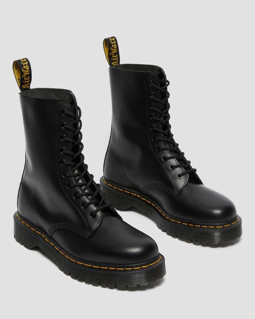 Black Smooth Leather Women's Dr Martens 1490 Bex Smooth Leather Lace Up Boots | 201589-NVJ