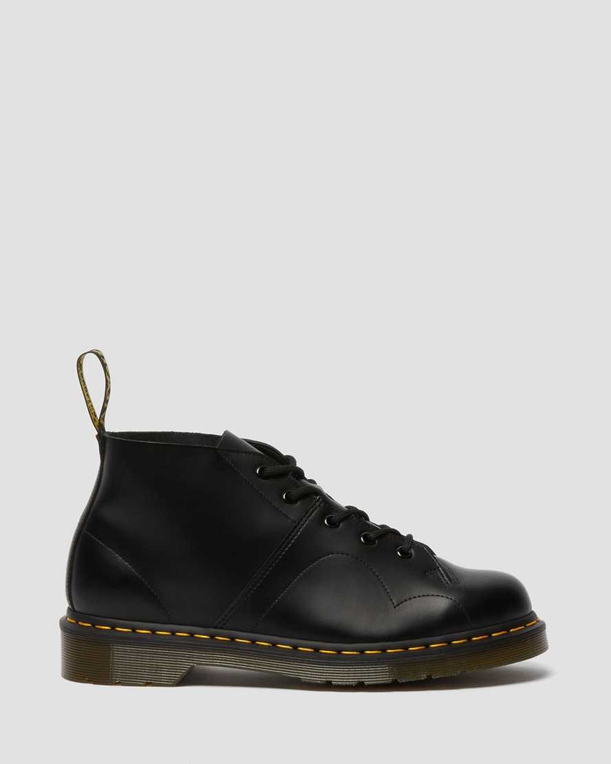 Black Smooth Leather Women's Dr Martens Church Smooth Leather Monkey Ankle Boots | 427160-UFA