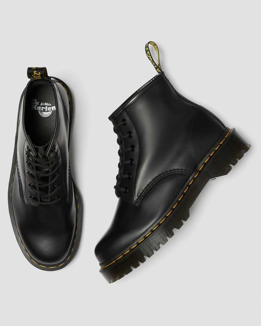 Black Smooth Leather Women's Dr Martens 101 Bex Smooth Leather Lace Up Boots | 675023-HLV