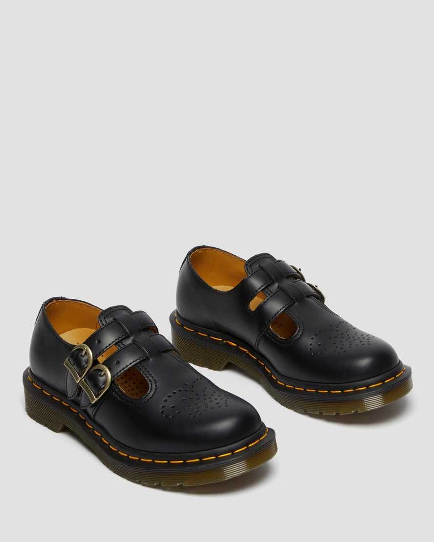 Black Smooth Leather Women's Dr Martens 8065 Smooth Leather Mary Jane Shoes | 803695-FGC