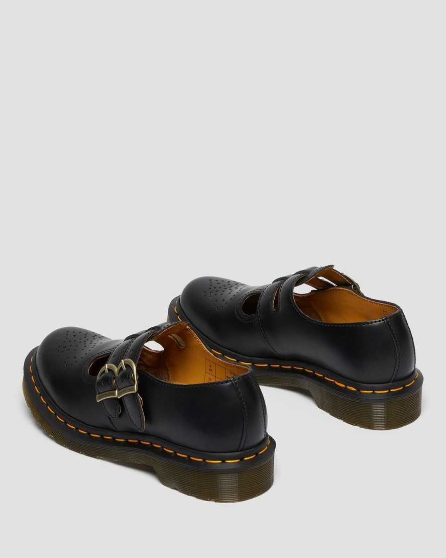 Black Smooth Leather Women's Dr Martens 8065 Smooth Leather Mary Jane Shoes | 803695-FGC