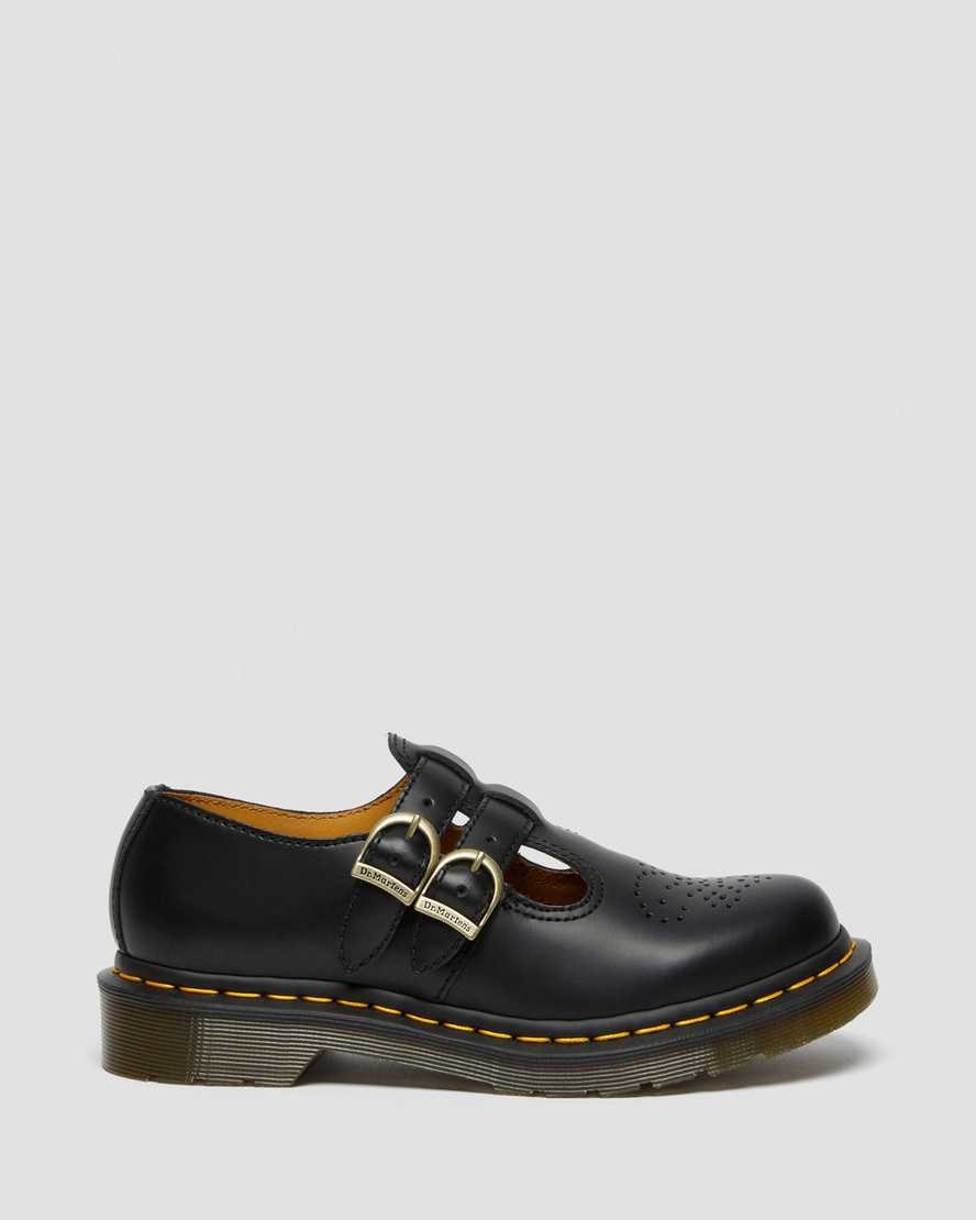 Black Smooth Leather Women's Dr Martens 8065 Smooth Leather Mary Jane Shoes | 803695-FGC