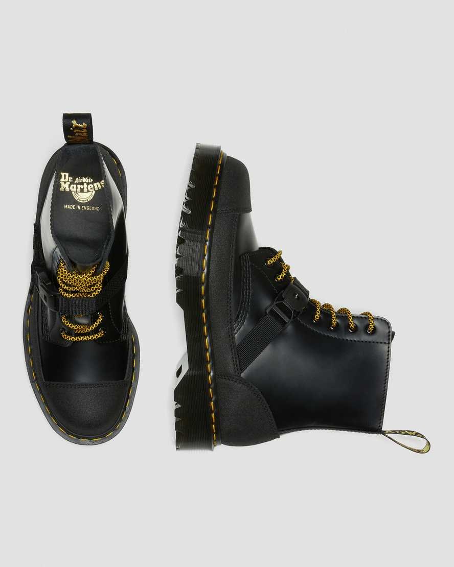 Black Smooth Men's Dr Martens 1460 Bex Tech Made in England Leather Lace Up Boots | 304518-HEC