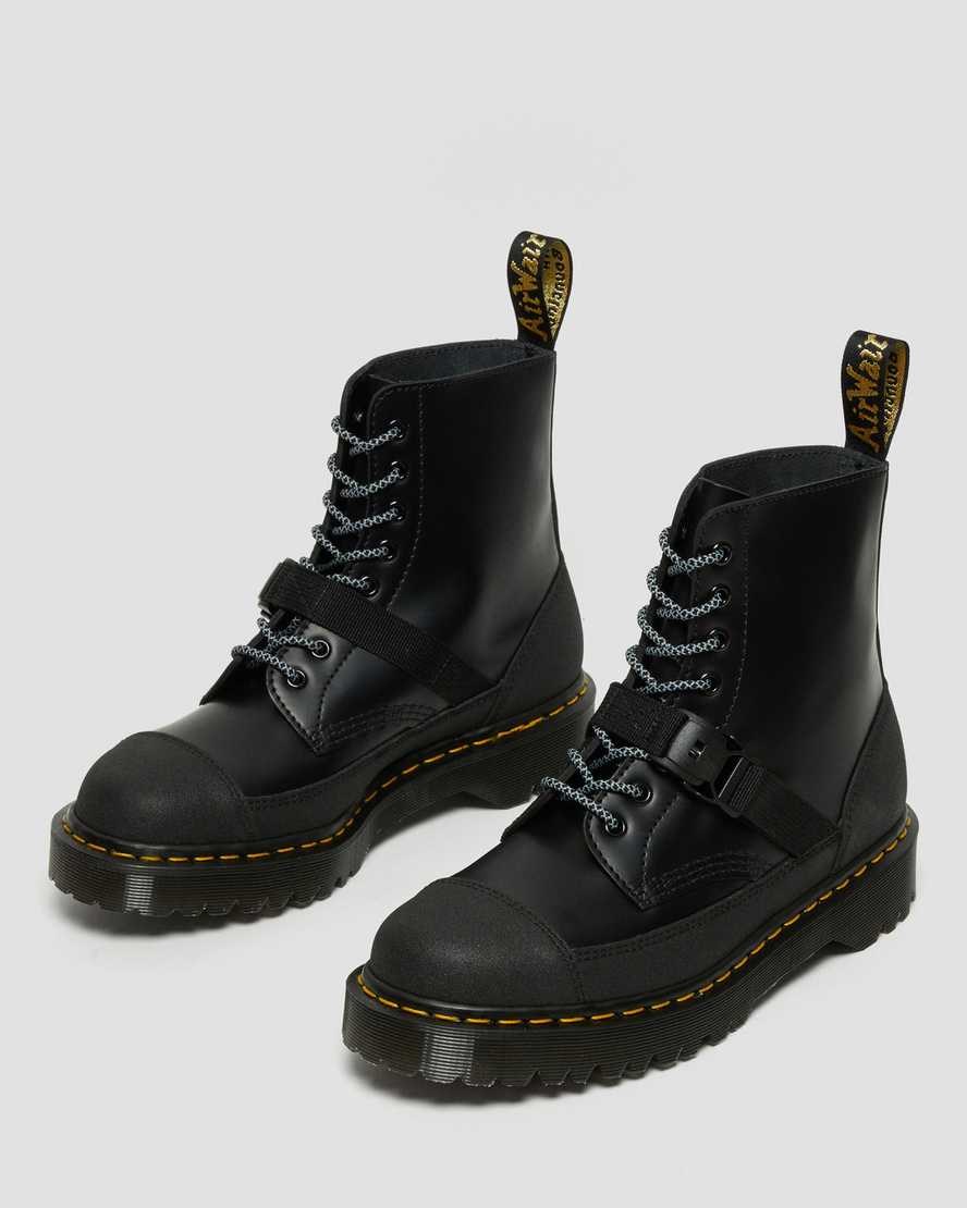 Black Smooth Men's Dr Martens 1460 Bex Tech Made in England Leather Lace Up Boots | 304518-HEC