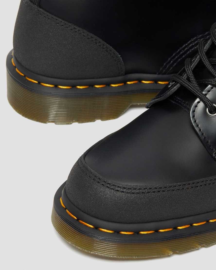 Black Smooth Men's Dr Martens 1460 Guard Panel Leather Lace Up Boots | 031952-MBN