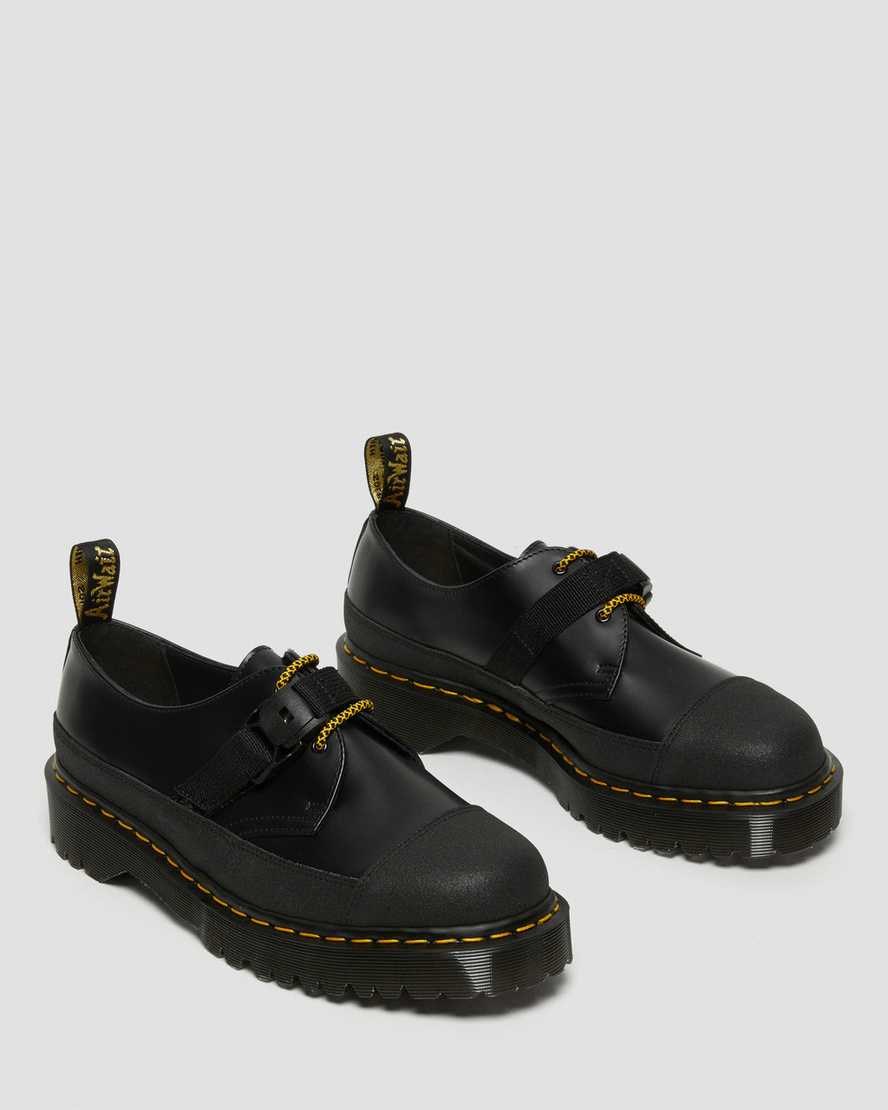 Black Smooth Men's Dr Martens 1461 Made In England Bex Tech Smooth Leather Oxford Shoes | 709463-YPQ