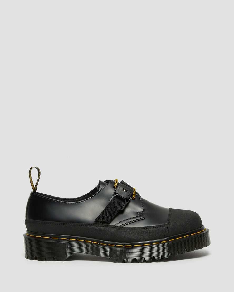 Black Smooth Women's Dr Martens 1461 Made In England Bex Tech Smooth Leather Oxford Shoes | 607519-LHW