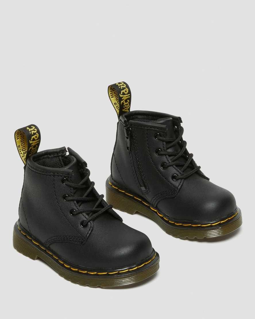 Black Softy T Kids' Dr Martens Infant 1460 Softy T Leather Lace Up Boots | 701839-NXL