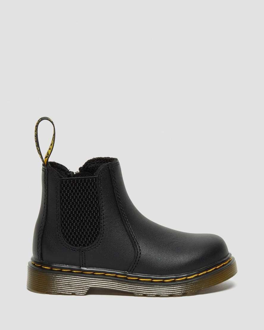 Black Softy T Kids' Dr Martens Infant/Toddler 2976 Softy T Leather Chelsea Boots | 461092-UGF