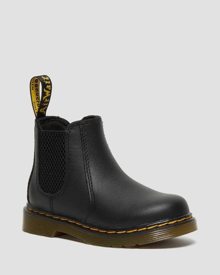 Black Softy T Kids' Dr Martens Infant/Toddler 2976 Softy T Leather Chelsea Boots | 461092-UGF