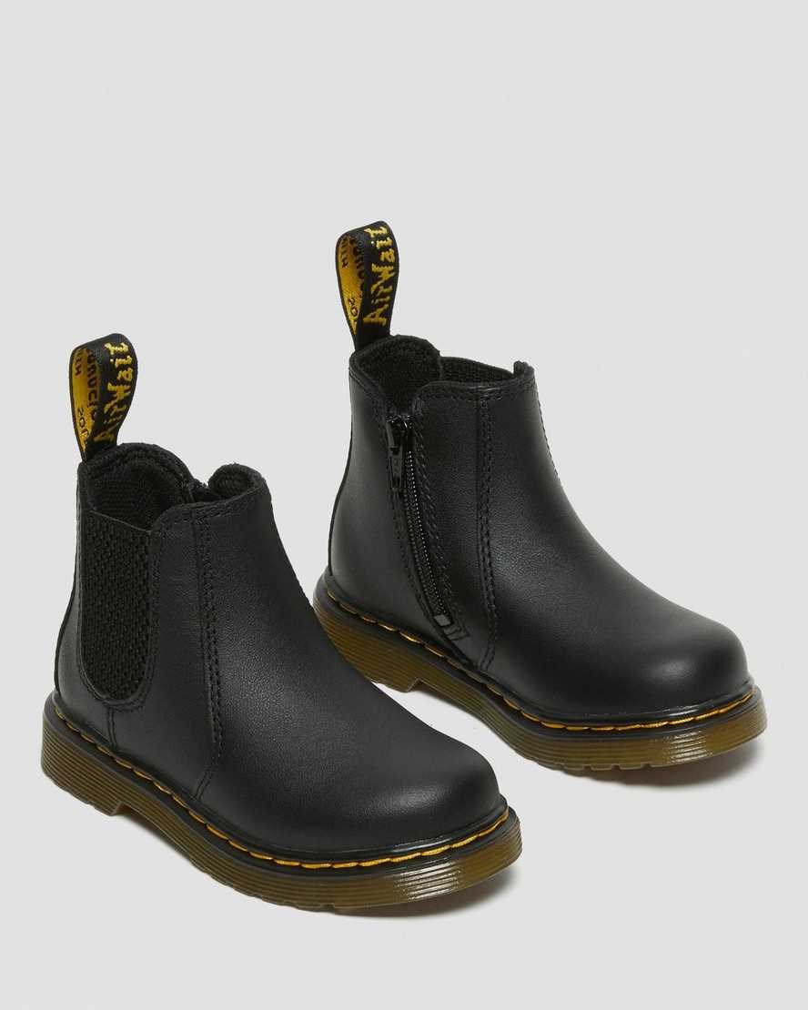 Black Softy T Kids' Dr Martens Infant/Toddler 2976 Softy T Leather Chelsea Boots | 461092-UGF