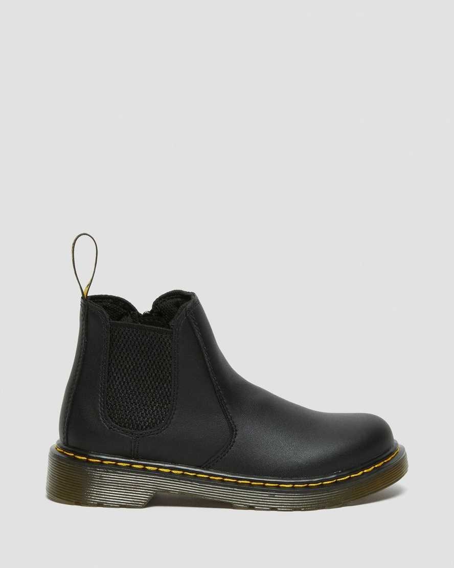 Black Softy T Kids' Dr Martens Junior 2976 Softy T Leather Chelsea Boots | 084659-RME